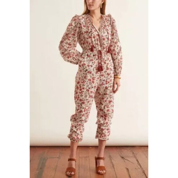Ulla Johnson Delphine Jumpsuit Dress Long Sleeve Floral Printed Cotton XS 231190